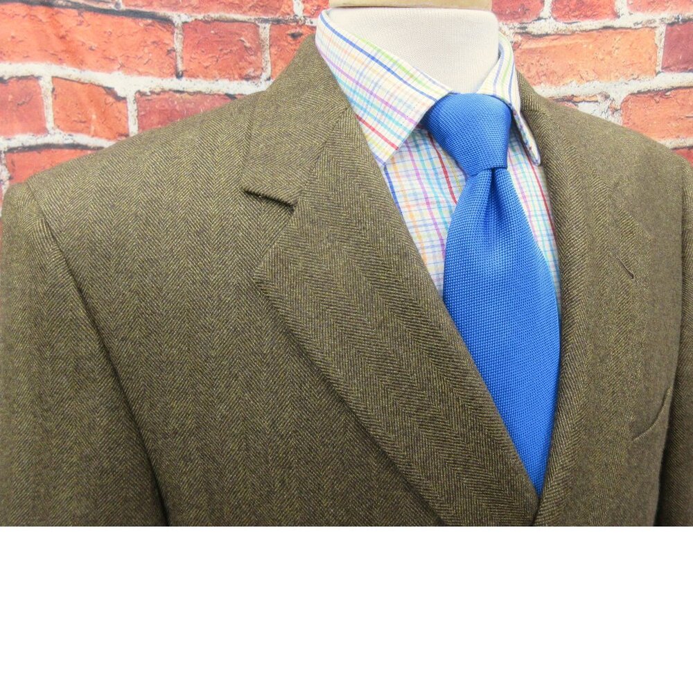42 R- COPPLEY 100% WOOL ZEGNA FABRIC SPORT COAT BROWN HERRINGBONE
